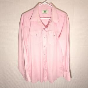 Vintage Mesquite Pearl Snap Shirt 18-36 Pink Western USA Fort Worth Rodeo Cowboy